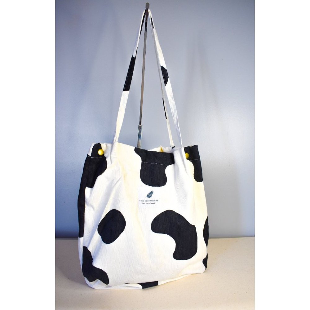 Snap Button Shoulder bag - Corduroy Animal Print